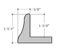 1-3/8 " curved side floated frame. The exterior curve gives elegant shape to the content of this frame. Both the face and the outer edge are a natural light wood color with a visible grain. The base and inside edge are solid mars black.