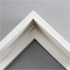 This deep L-shaped canvas floater, features distressed wood, lightly coated in white paint, revealing light peeks of wood color.
*Note: These canvas floaters are for mounting 1.5 to 1-3/4 " deep (thick) gallery wrapped stretched canvas prints and paintings, and raised wood panels.