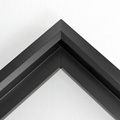 Unique geometric 1 " floater. The face of this molding features an off center peak which gives it a unique contrast in the right lighting. This frame comes in solid mars black with a dull satin finish.