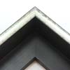 This glossy silver canvas floater frame has a U-shaped scoop face (just over 1/2 " wide) with black distressed scratching. The drop edge is black with a subtle, lined texture.
1-1/2 " rabbet depth: ideal for 1-1/2 " gallery wrapped canvas of medium or large size. This frame looks equally striking bordering oil or acrylic paint prints and photographic prints.