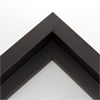 This large, L-shaped floating contemporary canvas frame in espresso features a wide flat face.
*Note: These solid wood, custom canvas floaters are for stretched canvas prints and paintings, and raised wood panels.